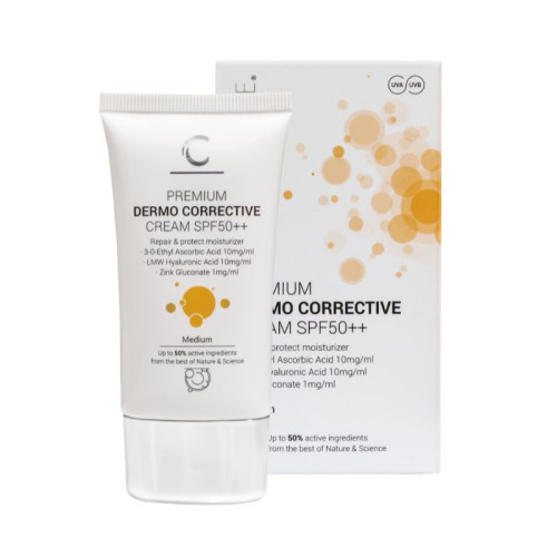 CLINICCARE Dermo Corrective Cream SPF50 Medium tube and packaging